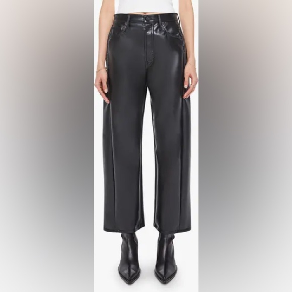 MOTHER Black Faux Leather Trousers